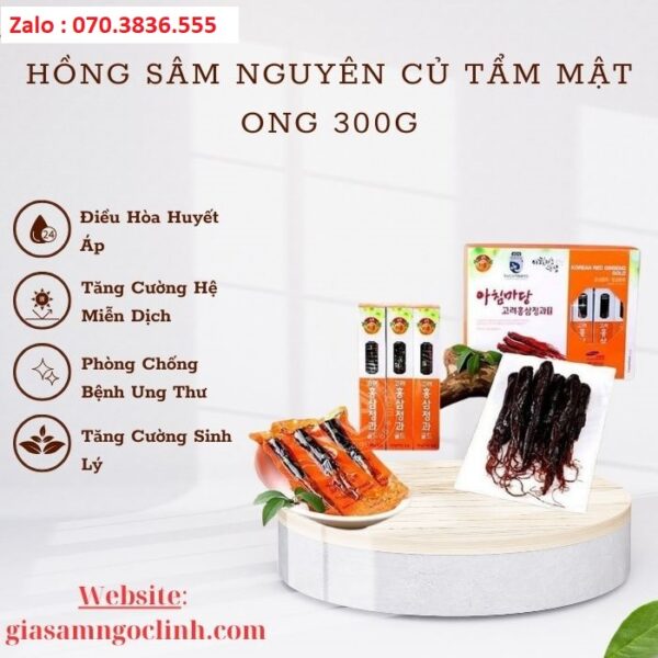 Hồng Sâm Nguyên Củ Tẩm Mật Ong 300g