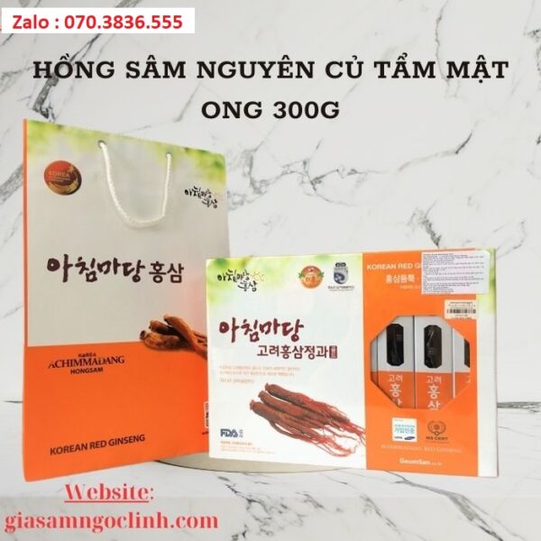 Hồng Sâm Nguyên Củ Tẩm Mật Ong 300g