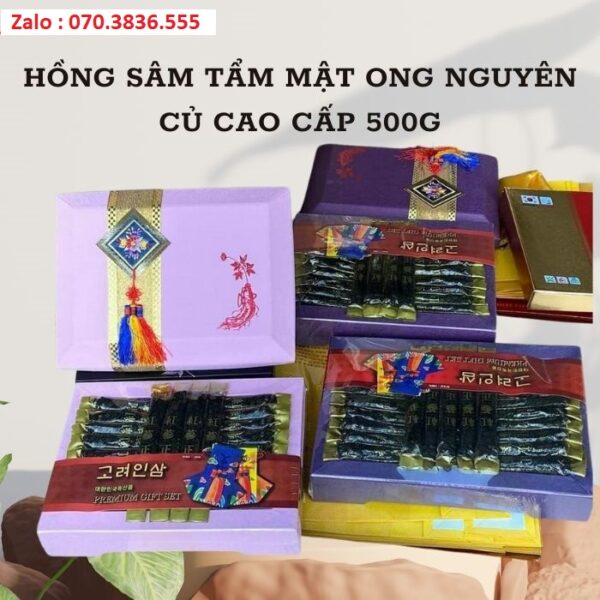 Hồng Sâm Tẩm Mật Ong Nguyên Củ Cao Cấp 500g