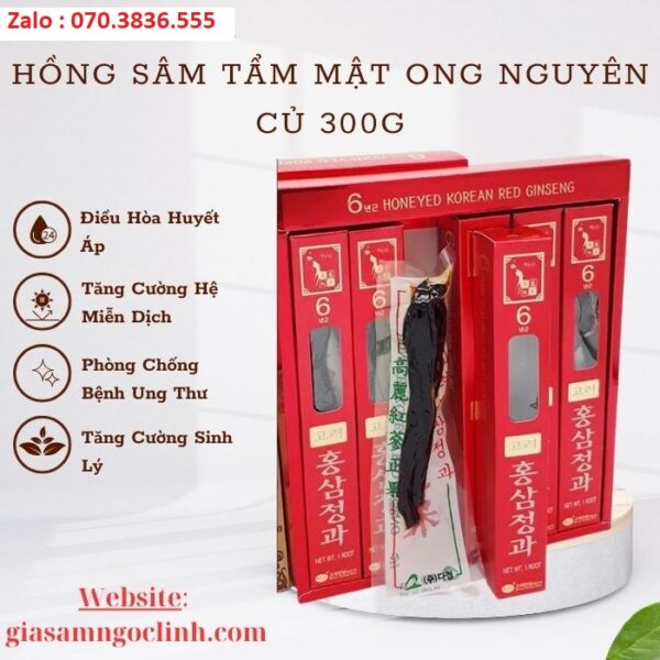 Hồng Sâm Tẩm Mật Ong Nguyên Củ KGS 300g