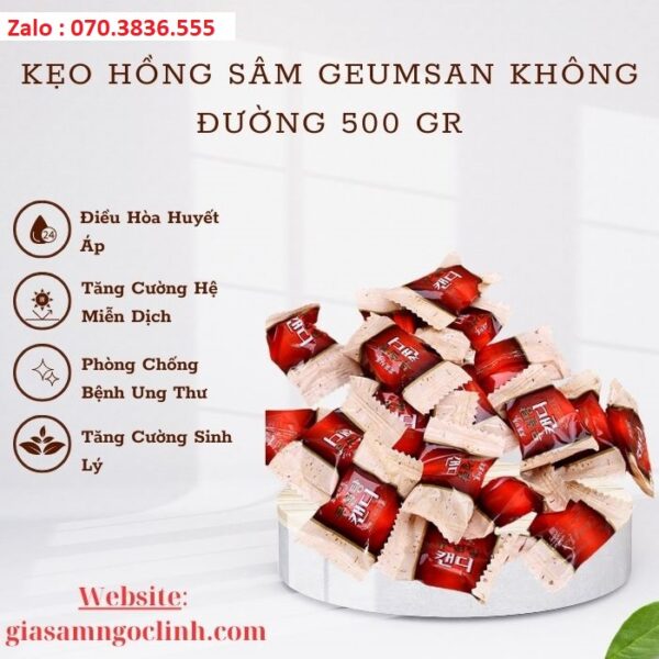 Kẹo Hồng Sâm Geumsan Không Đường 500 gr