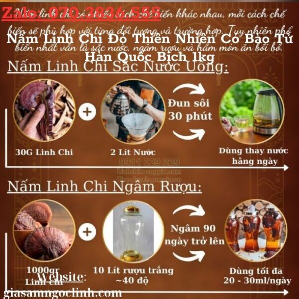 Nấm Linh Chi Đỏ Thiên Nhiên Có Bào Tử Hàn Quốc Bịch 1kg