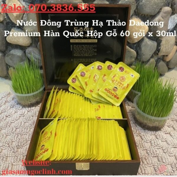 Nước Đông Trùng Hạ Thảo Daedong Premium Hàn Quốc Hộp Gỗ 60 gói x 30ml