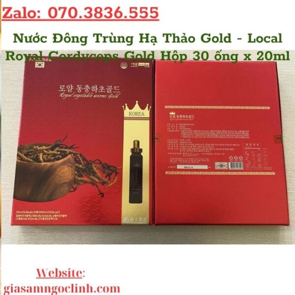 Nước Đông Trùng Hạ Thảo Gold - Local Royal Cordyceps Gold Hộp 30 ống x 20ml