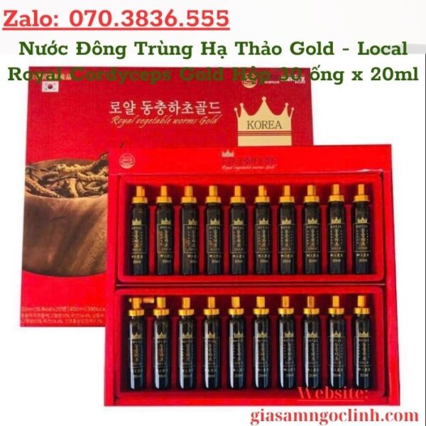 Nước Đông Trùng Hạ Thảo Gold - Local Royal Cordyceps Gold Hộp 30 ống x 20ml