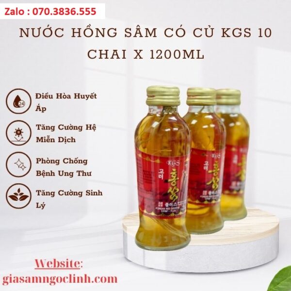 Nước Hồng Sâm Có Củ KGS 10 chai x 120ml