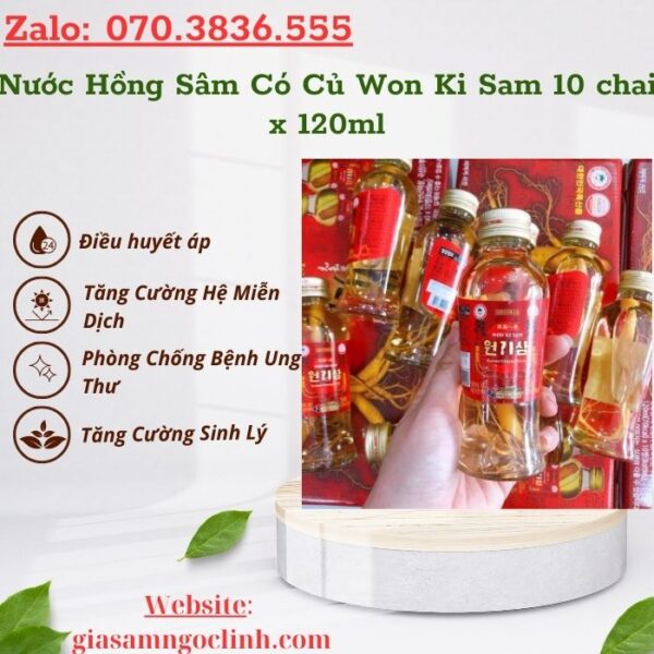 Nước Hồng Sâm Có Củ Won Ki Sam 10 chai x 120ml