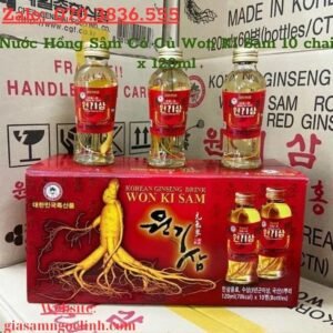 Nước Hồng Sâm Có Củ Won Ki Sam 10 chai x 120ml Nuoc Hong Sam Co Cu Won Ki Sam 10 chai x 120ml 2