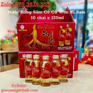 Nước Hồng Sâm Có Củ Won Ki Sam 10 chai x 120ml Nuoc Hong Sam Co Cu Won Ki Sam 10 chai x 120ml 3
