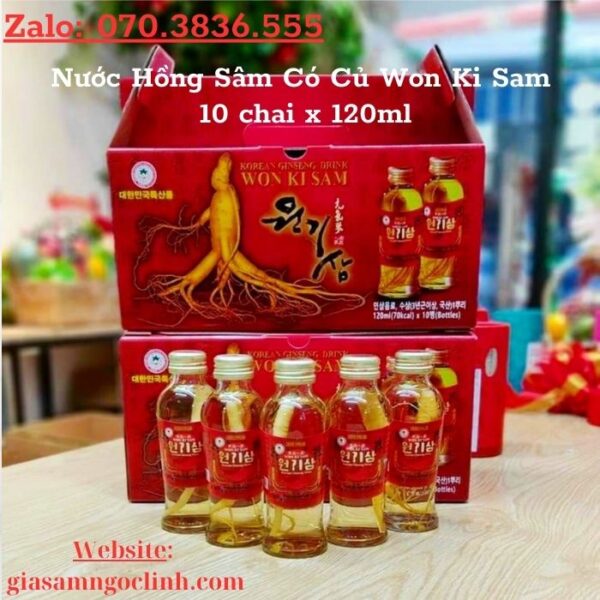Nước Hồng Sâm Có Củ Won Ki Sam 10 chai x 120ml