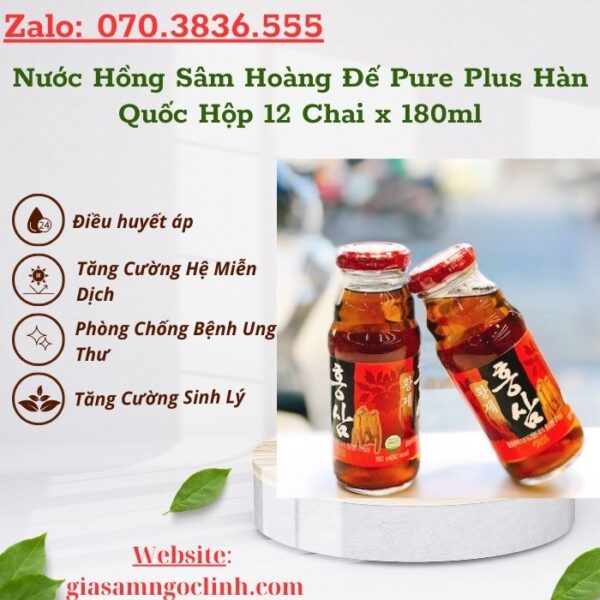 Nước Hồng Sâm Hoàng Đế Pure Plus Hàn Quốc Hộp 12 Chai x 180ml