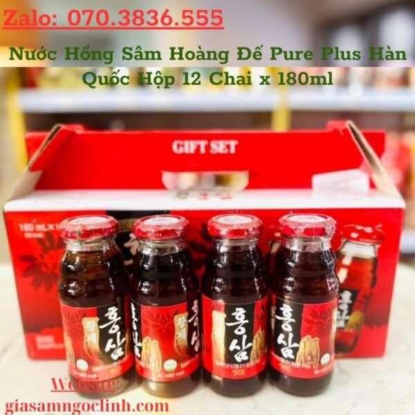Nước Hồng Sâm Hoàng Đế Pure Plus Hàn Quốc Hộp 12 Chai x 180ml