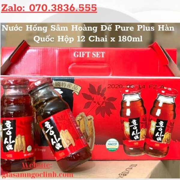 Nước Hồng Sâm Hoàng Đế Pure Plus Hàn Quốc Hộp 12 Chai x 180ml