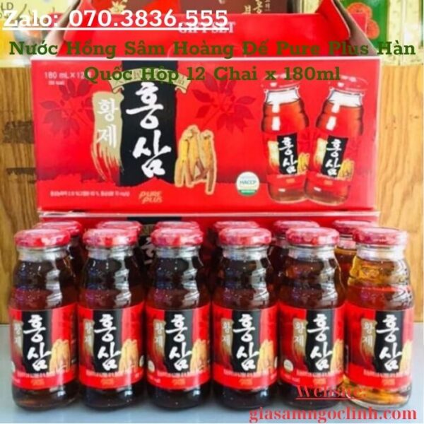 Nước Hồng Sâm Hoàng Đế Pure Plus Hàn Quốc Hộp 12 Chai x 180ml