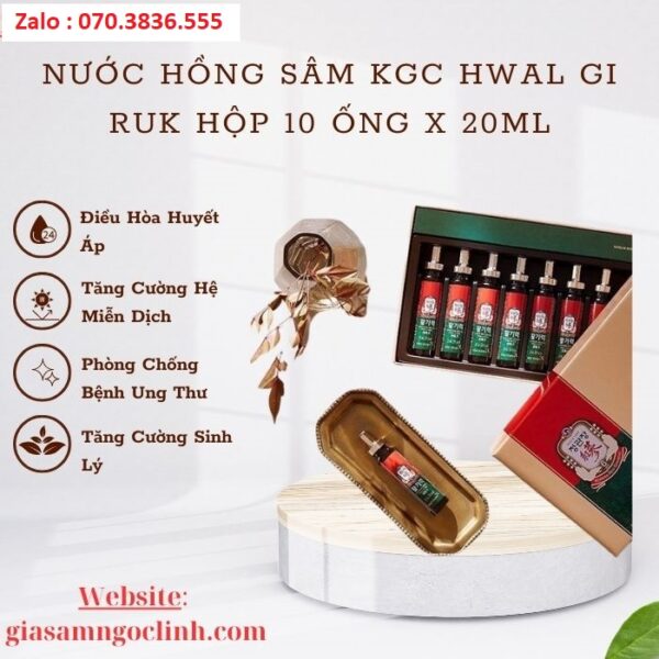 Nước Hồng Sâm KGC Hwal Gi Ruk Hộp 10 Ống x 20ml