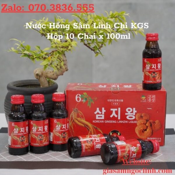 Nước Hồng Sâm Linh Chi KGS Hộp 10 Chai x 100ml