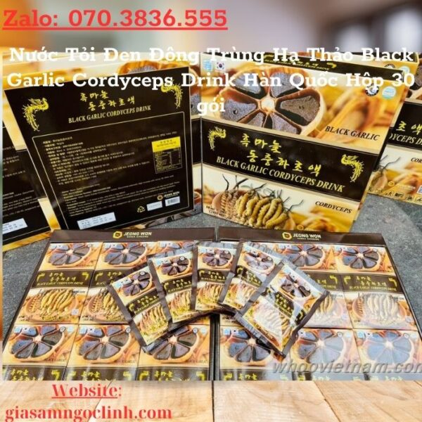 Nước Tỏi Đen Đông Trùng Hạ Thảo Black Garlic Cordyceps Drink Hàn Quốc Hộp 30 gói