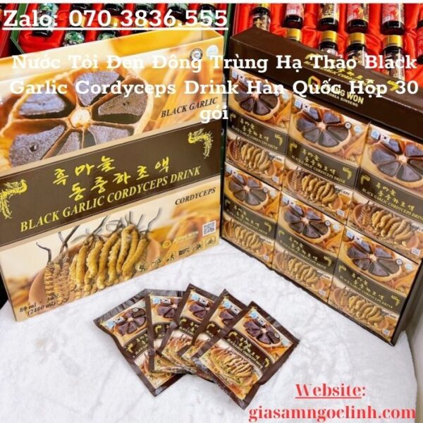 Nước Tỏi Đen Đông Trùng Hạ Thảo Black Garlic Cordyceps Drink Hàn Quốc Hộp 30 gói