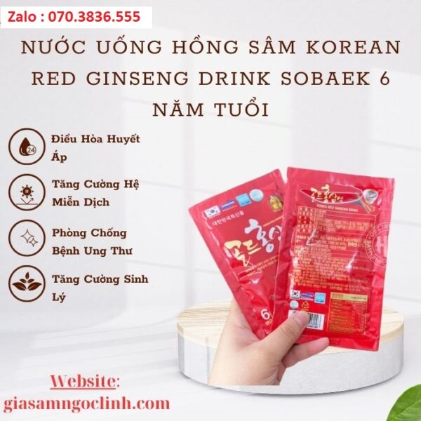 Nước Uống Hồng Sâm Korean Red Ginseng Drink Sobaek 6 Năm Tuổi