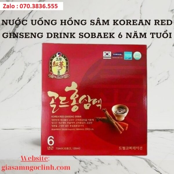 Nước Uống Hồng Sâm Korean Red Ginseng Drink Sobaek 6 Năm Tuổi