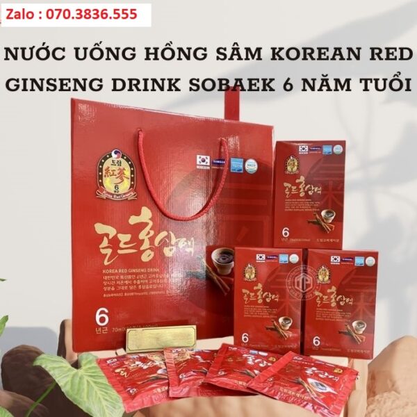 Nước Uống Hồng Sâm Korean Red Ginseng Drink Sobaek 6 Năm Tuổi
