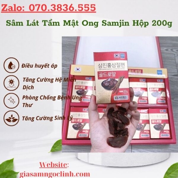 Sâm Lát Tẩm Mật Ong Samjin Hộp 200g