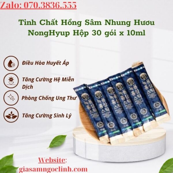 Tinh Chất Hồng Sâm Nhung Hươu NongHyup Hộp 30 gói x 10ml