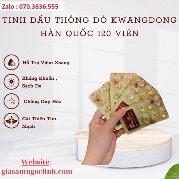 Tinh Dầu Thông Đỏ Kwangdong Hàn Quốc 120 Viên