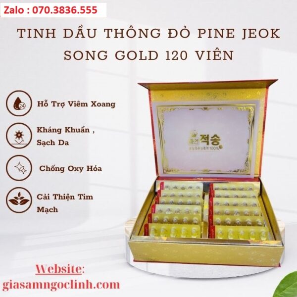 Tinh Dầu Thông Đỏ Pine Jeok Song Gold 120 Viên