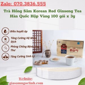 Tra Hong Sam Korean Red Ginseng Tea Han Quoc Hop Vang 100 goi x 3g 1