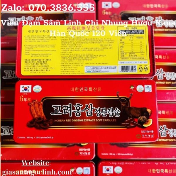 Viên Đạm Sâm Linh Chi Nhung Hươu Kana Hàn Quốc 120 Viên