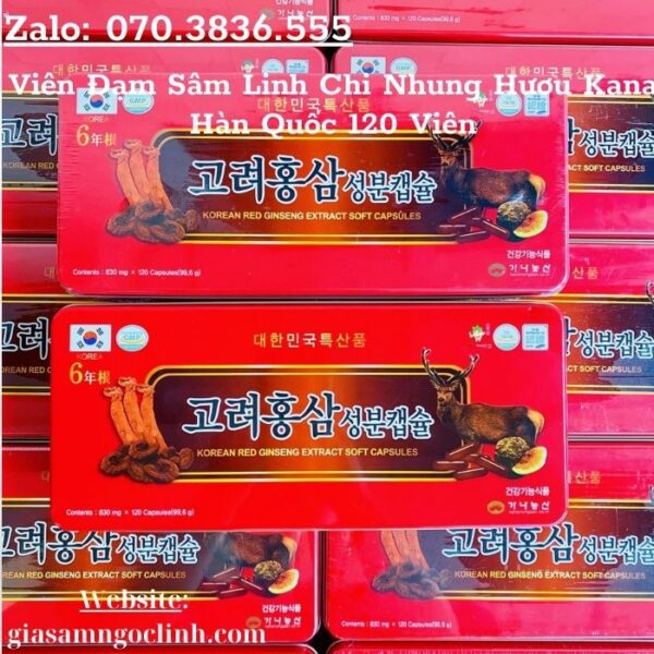 Viên Đạm Sâm Linh Chi Nhung Hươu Kana Hàn Quốc 120 Viên
