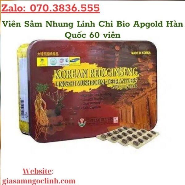 Viên Sâm Nhung Linh Chi Bio Apgold Hàn Quốc 60 viên