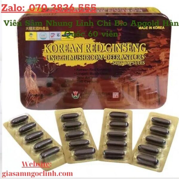 Viên Sâm Nhung Linh Chi Bio Apgold Hàn Quốc 60 viên