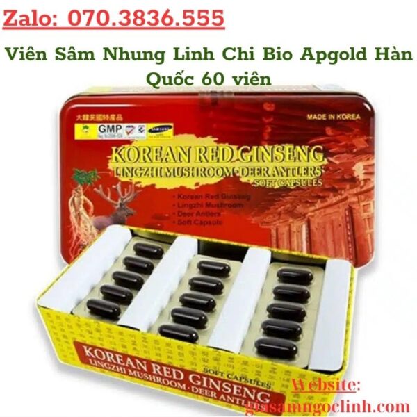 Viên Sâm Nhung Linh Chi Bio Apgold Hàn Quốc 60 viên