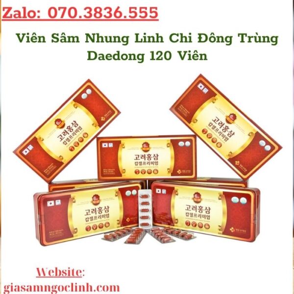 Viên Sâm Nhung Linh Chi Đông Trùng Daedong 120 Viên