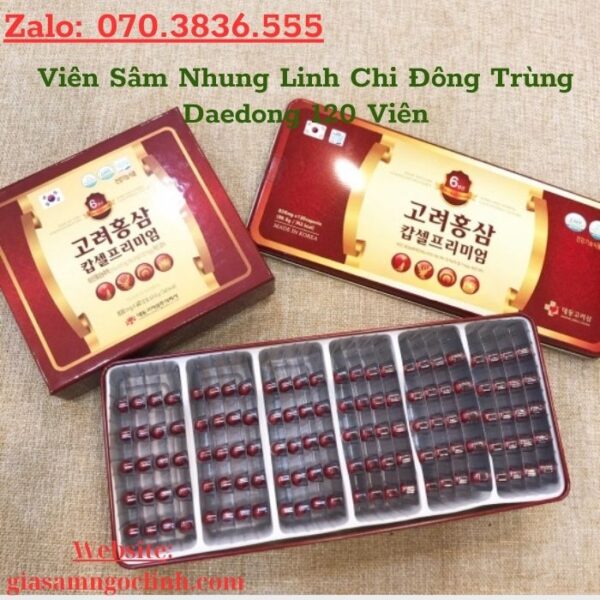 Viên Sâm Nhung Linh Chi Đông Trùng Daedong 120 Viên