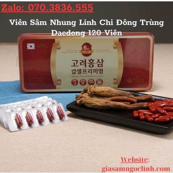 Viên Sâm Nhung Linh Chi Đông Trùng Daedong 120 Viên