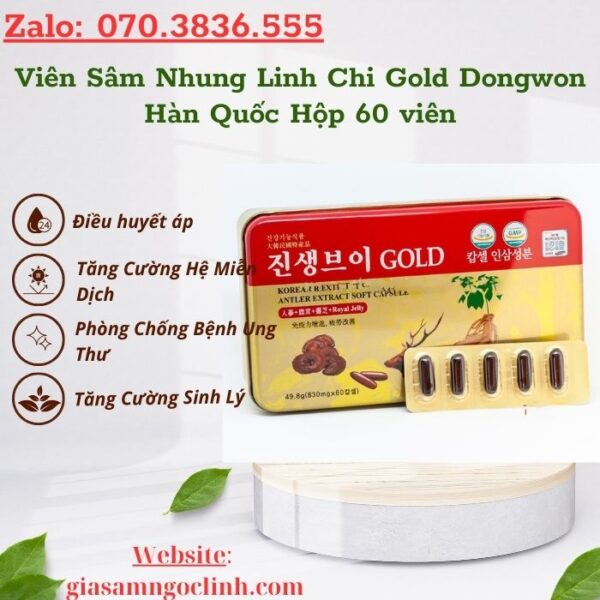 Viên Sâm Nhung Linh Chi Gold Dongwon Hàn Quốc Hộp 60 viên