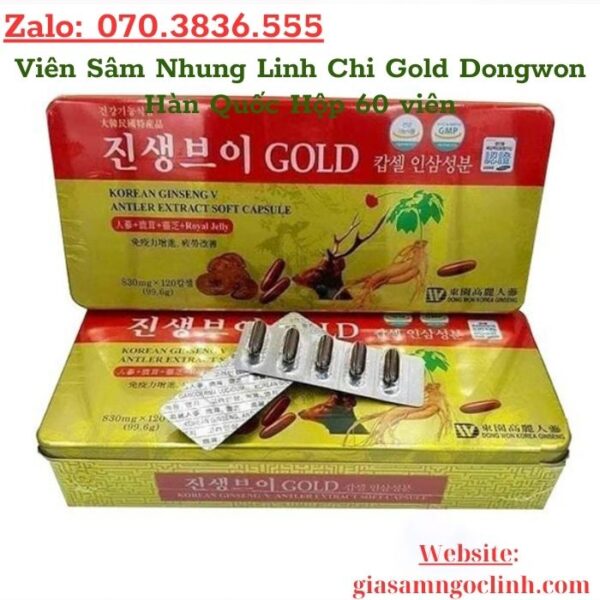 Viên Sâm Nhung Linh Chi Gold Dongwon Hàn Quốc Hộp 60 viên