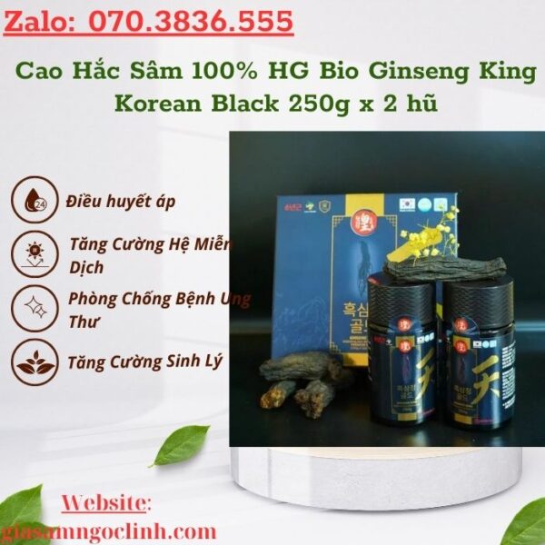Cao Hắc Sâm 100% HG Bio Ginseng King Korean Black 250g x 2 hũ