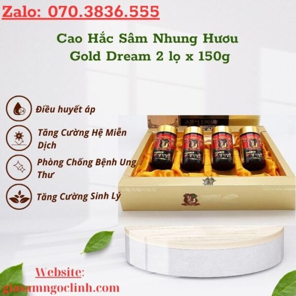 Cao Hắc Sâm Nhung Hươu Gold Dream 2 lọ x 150g