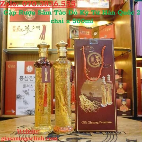 Cặp Rượu Sâm Táo Đỏ Kỷ Tử Hàn Quốc 2 chai x 500ml