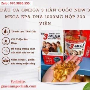 Dầu Cá Omega 3 Hàn Quốc New 3 Mega EPA DHA 1000mg Hộp 300 Viên Dau Ca Omega 3 Han Quoc New 3 Mega EPA DHA 1000mg Hop 300 Vien 1