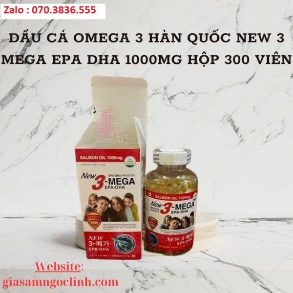 Dầu Cá Omega 3 Hàn Quốc New 3 Mega EPA DHA 1000mg Hộp 300 Viên