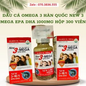 Dầu Cá Omega 3 Hàn Quốc New 3 Mega EPA DHA 1000mg Hộp 300 Viên