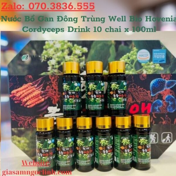 Nước Bổ Gan Đông Trùng Well Bio Hovenia Cordyceps Drink 10 chai x 100ml