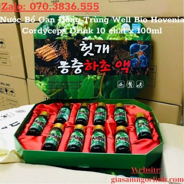 Nước Bổ Gan Đông Trùng Well Bio Hovenia Cordyceps Drink 10 chai x 100ml
