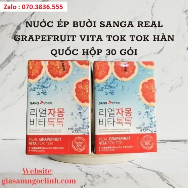 Nước Ép Bưởi Sanga Real Grapefruit Vita Tok Tok Hàn Quốc Hộp 30 Gói