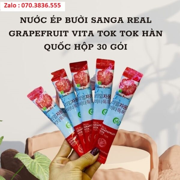 Nước Ép Bưởi Sanga Real Grapefruit Vita Tok Tok Hàn Quốc Hộp 30 Gói